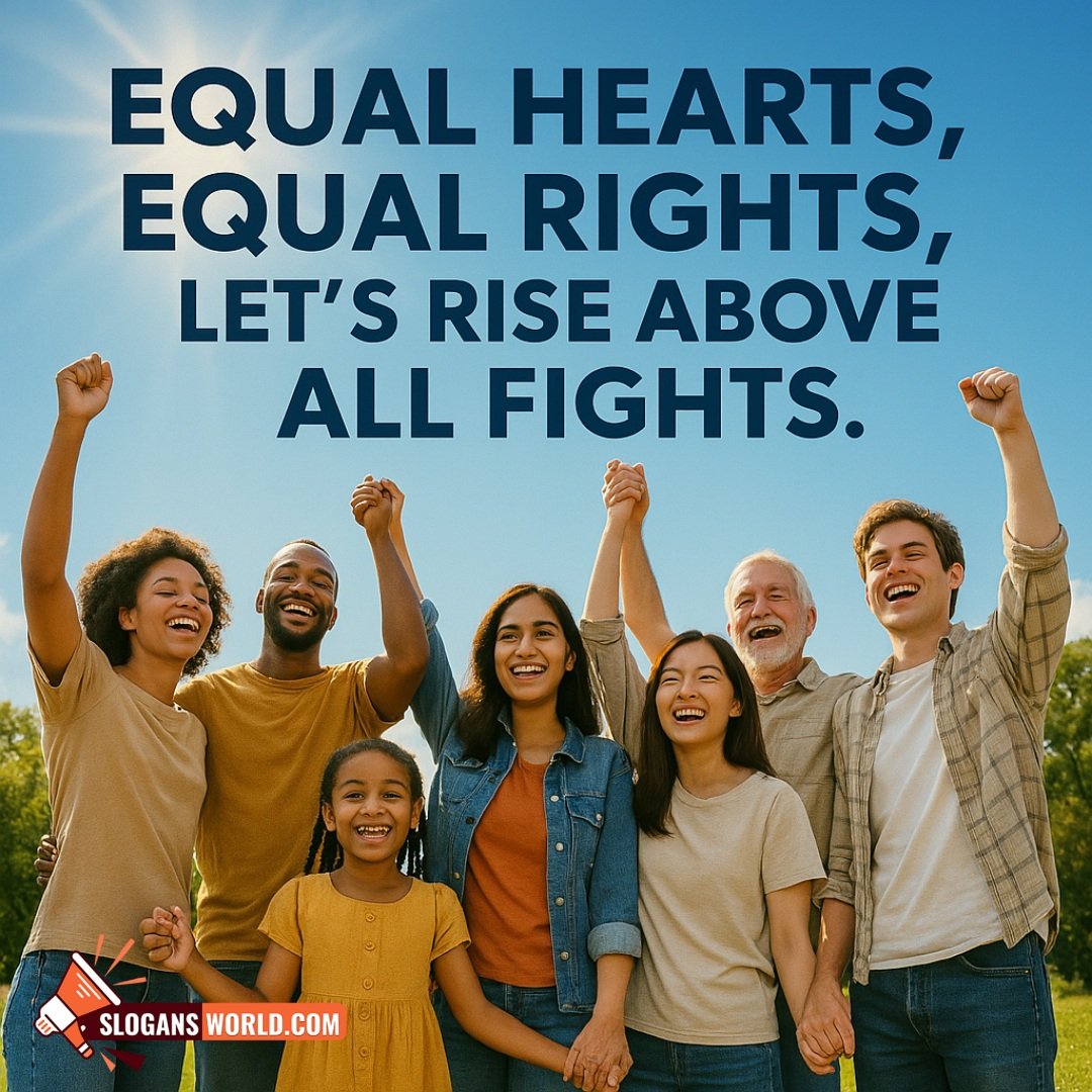 Equal Hearts, Equal Rights Nice Equality Slogan Image