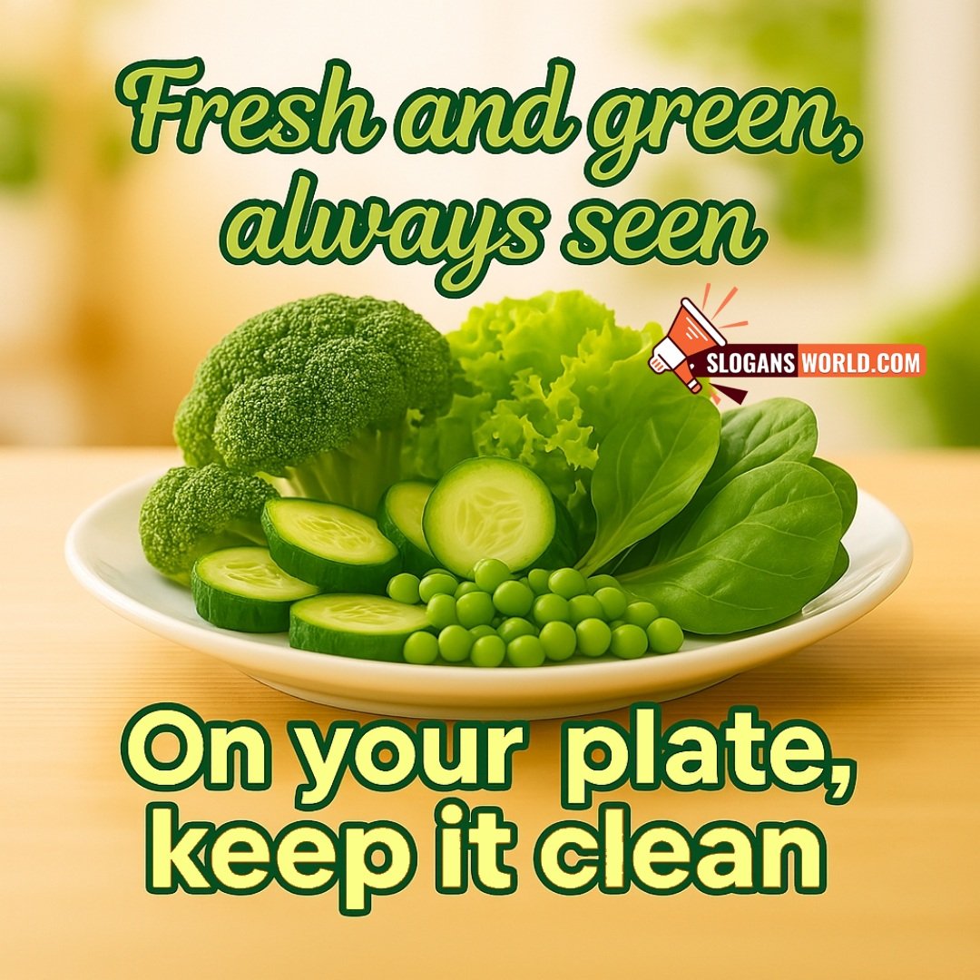 Fresh And Green Always Seen Food Slogan Pic