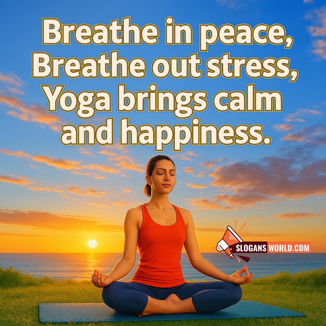 Breathe In Peace, Breathe Out Stress Nice Yoga Slogan Image