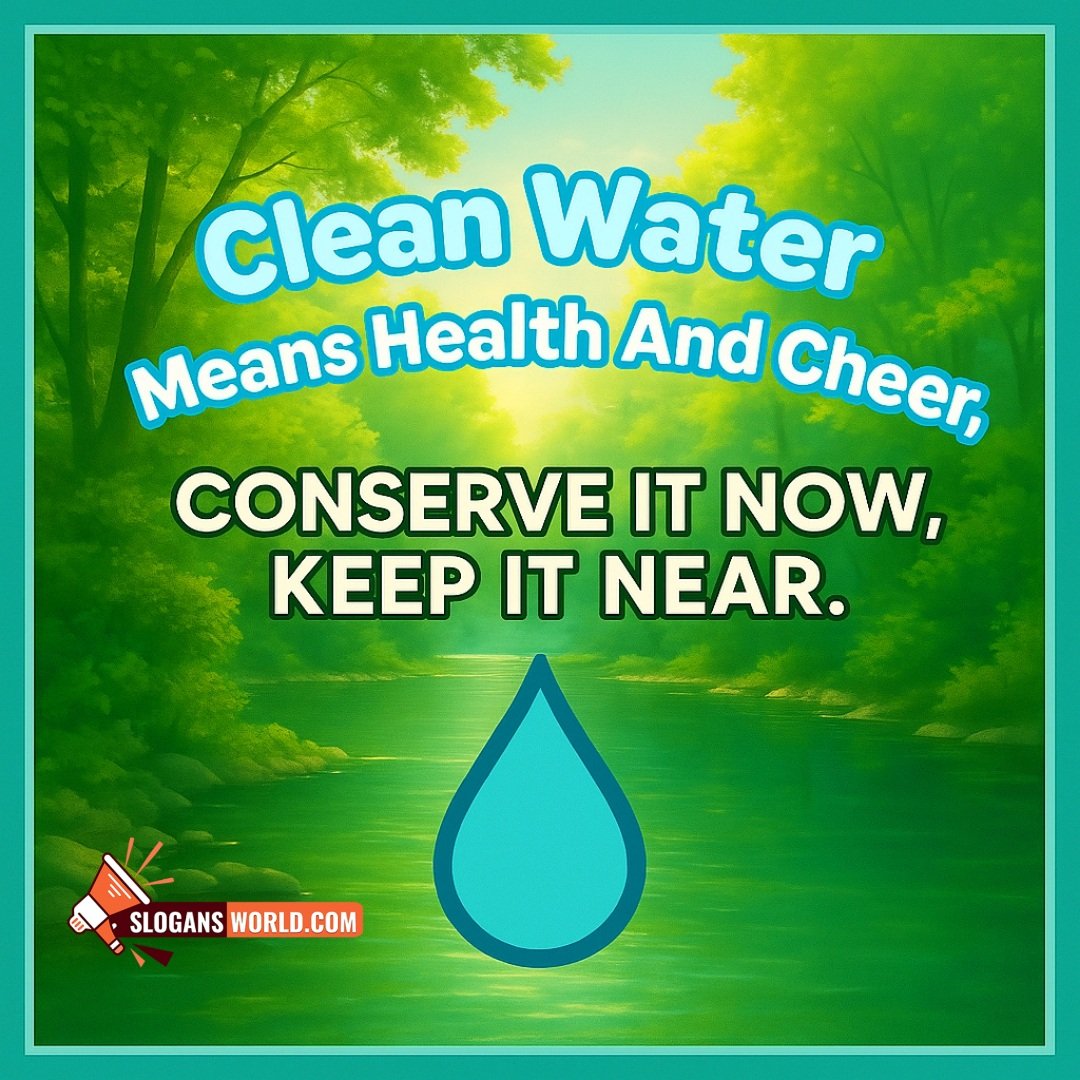 Clean Water Means Health And Cheer Slogans On Water Conservation
