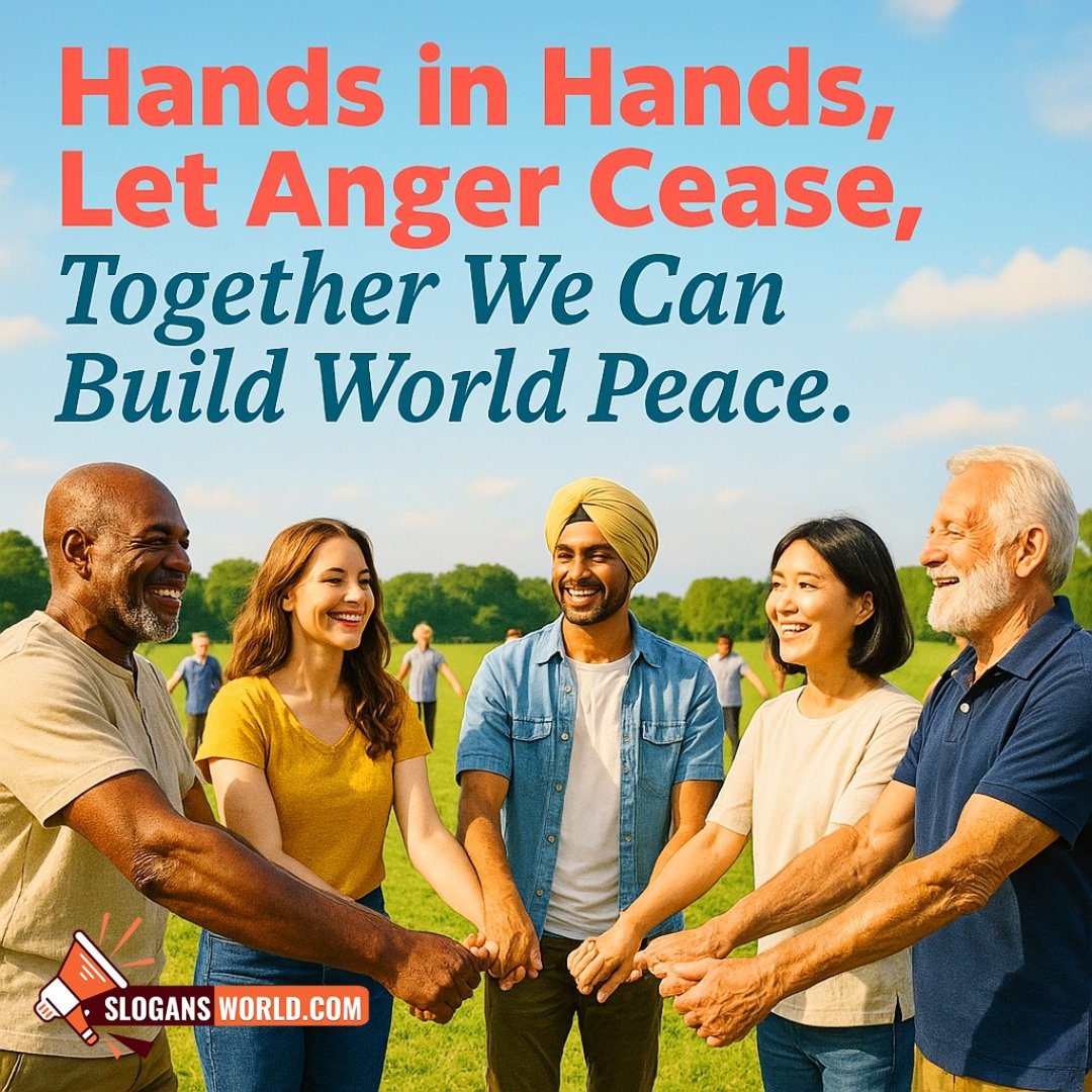 Hands In Hands, Let Anger Cease Slogans On World Peace Nice Image