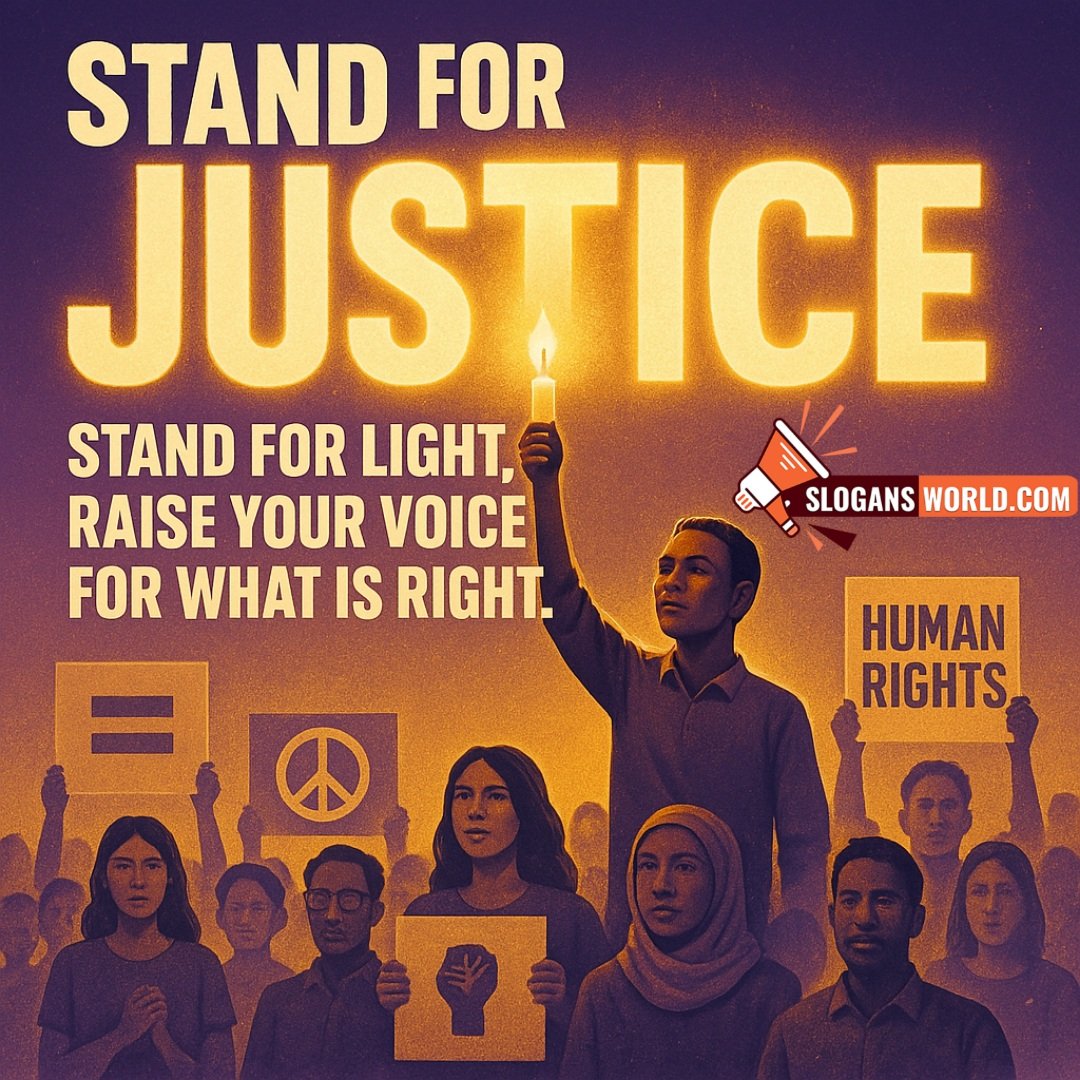 Stand For Justice, Stand For Light Slogans On Human Rights Photo