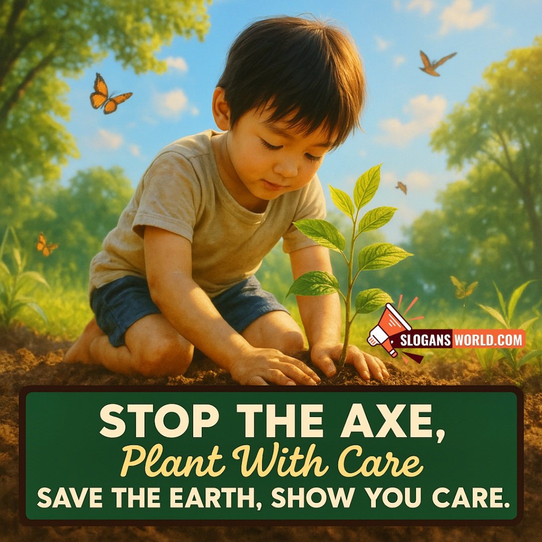Stop The Axe, Plant With Care Amazing Deforestation Slogans Photo