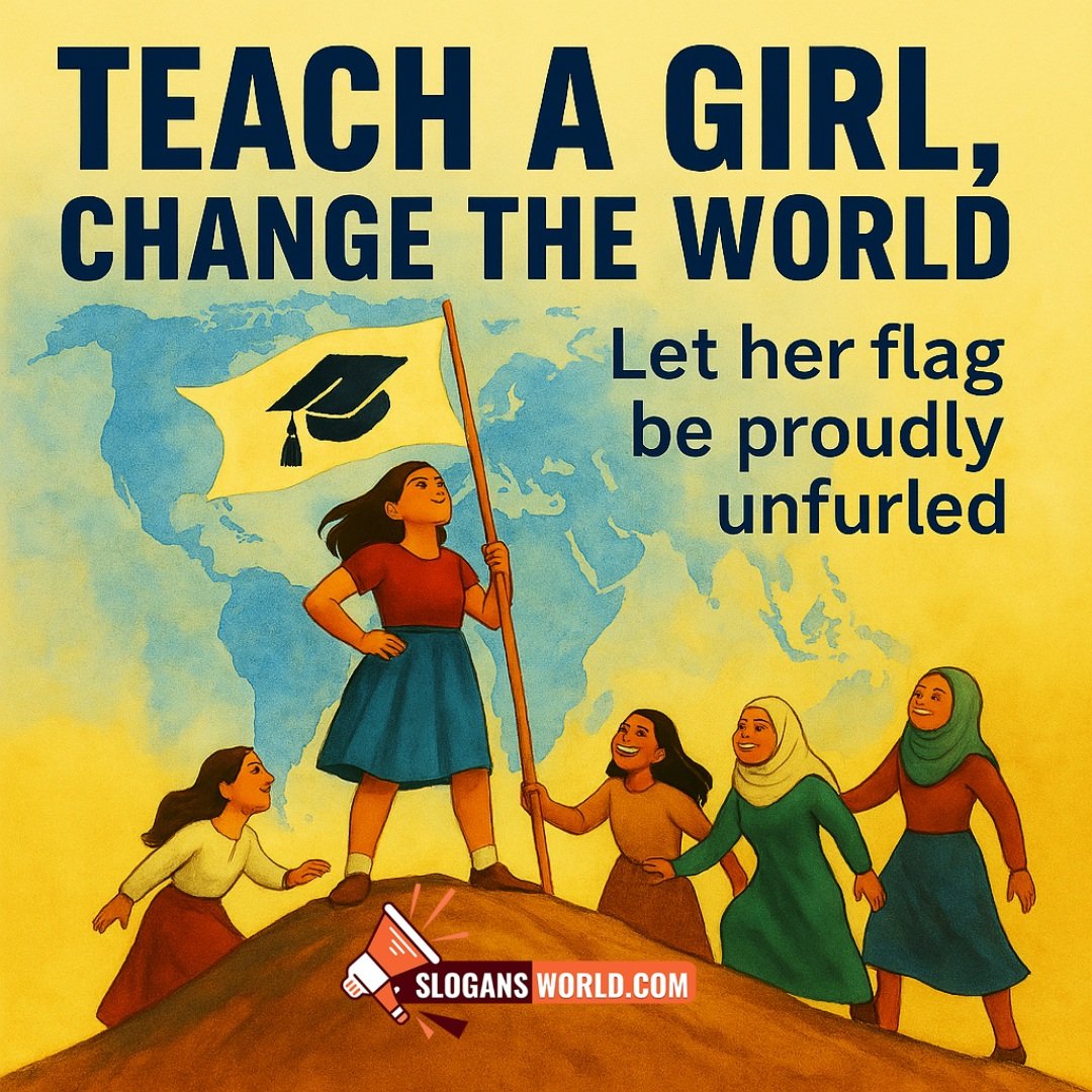 Teach A Girl, Change The World Nice Girl Education Slogans Picture